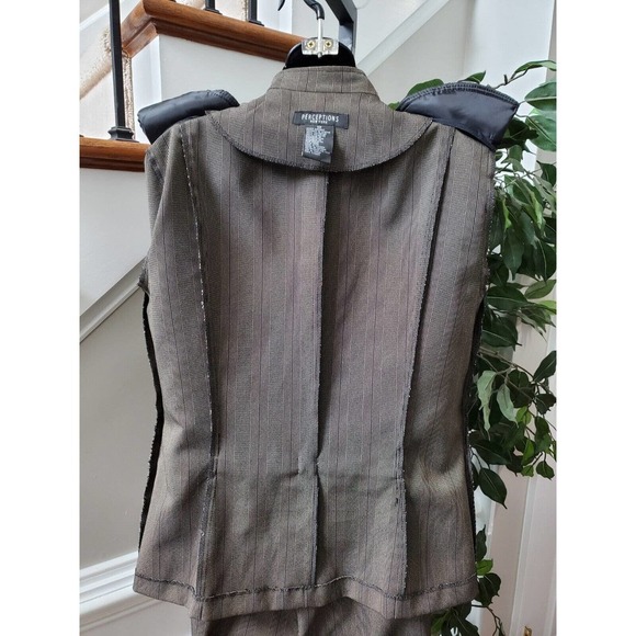 Perceptions Women Brown Polyester Single Breasted Blazer & Top, Pant 3 Pc 12 - Picture 6 of 12